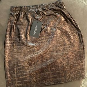 Shape Brown Snake Effect Bodycon Skirt